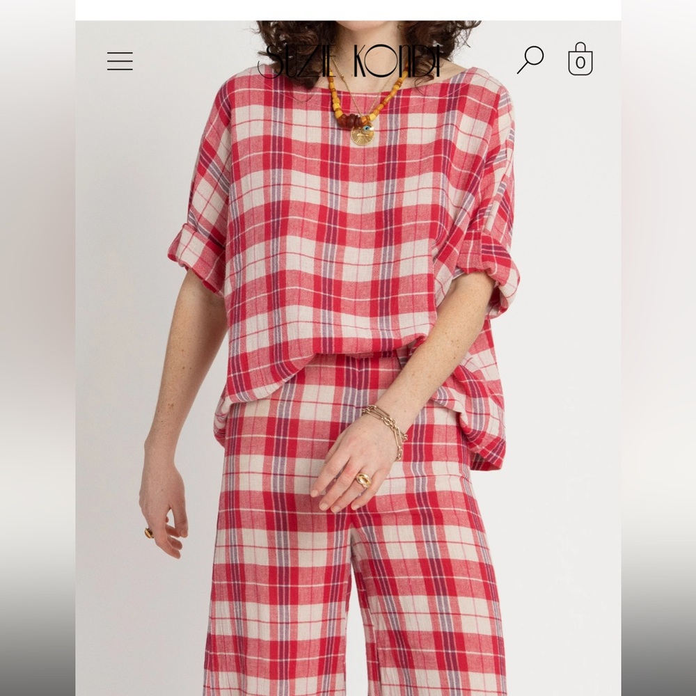 Suzi Kondi Red and White Plaid Top